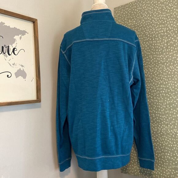 Tommy Bahama Blue Long Sleeve Quarter Zip Pullover Sweater Size Large - Picture 8 of 11
